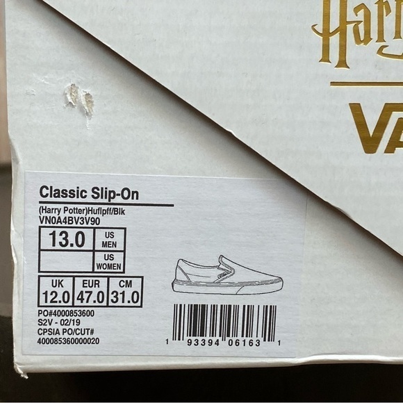 Vans x Harry Potter Huffle Puff‎ Classic Slip on Sneakers Size 13 Men - Picture 12 of 13